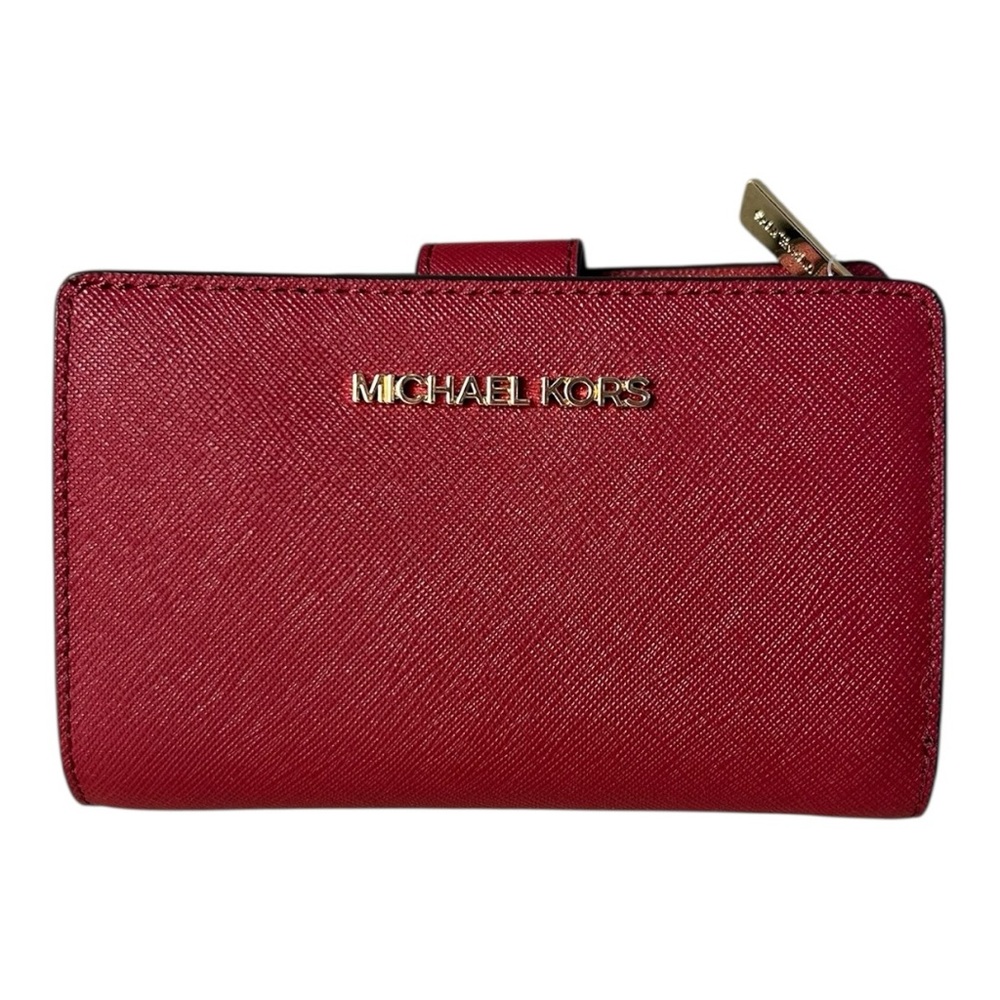 MICHAEL Michael Kors Cherry Bifold Zip Chain Crossgrain Leather Wallet OS